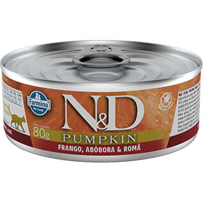 Ração Úmida Lata Farmina N&D Pumpkin Frango, Abóbora & Romã para Gatos Adultos - 80 g