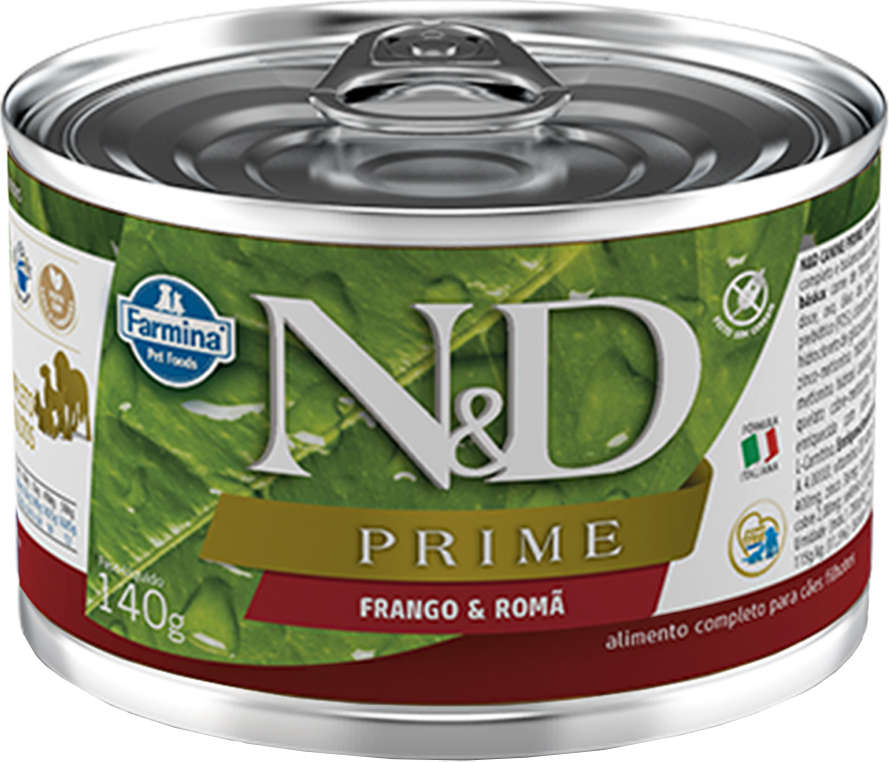Ração Úmida Lata Farmina N&D Prime Grain Frango & Romã para Cães Filhotes - 140 g