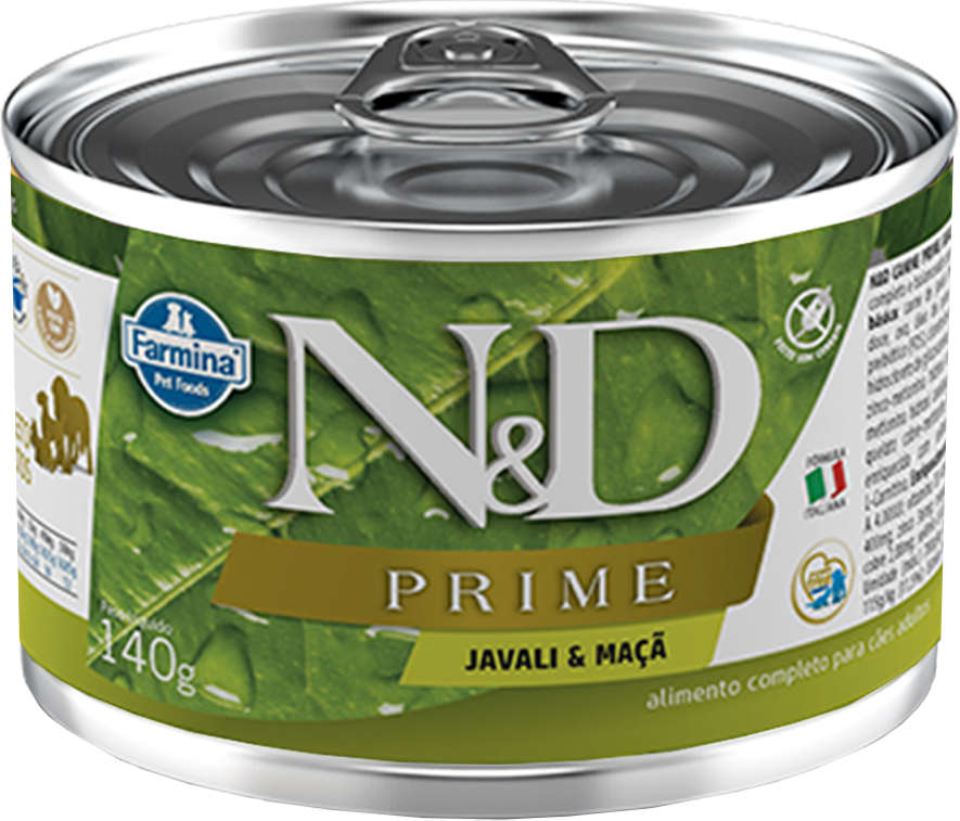 Ração Úmida Lata Farmina N&D Prime Grain Javali & Maça para Cães Adultos - 140 g