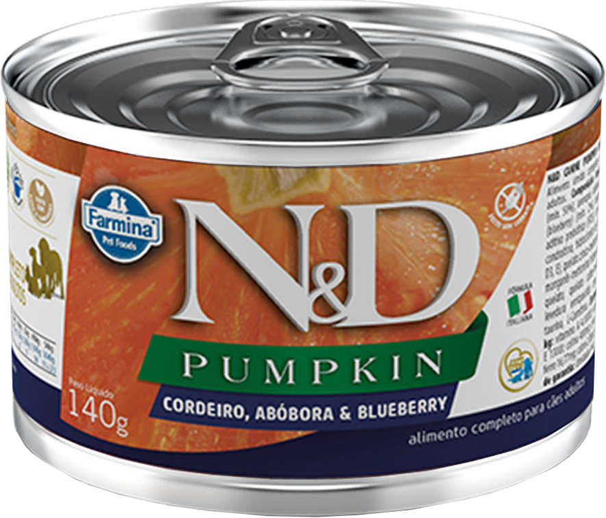 Ração Úmida Lata Farmina N&D Pumpkin Cordeiro, Abóbora & Blueberry para Cães Adultos - 140 g