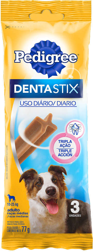 Petisco Pedigree Dentastix para Cães Adultos Porte Médio Sabor Carne - 3 Unidades