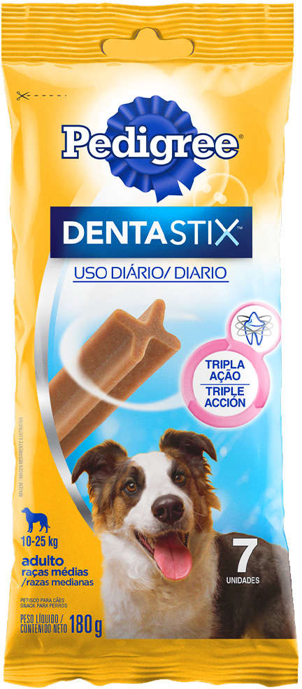 Petisco Pedigree Dentastix para Cães Adultos Porte Médio Sabor Carne - 7 Unidades