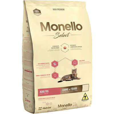 Ração Seca Nutrire Monello Select Carne & Fígado para Gatos Adultos