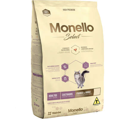 Ração Seca Nutrire Monello Select Frango & Arroz para Gatos Castrados