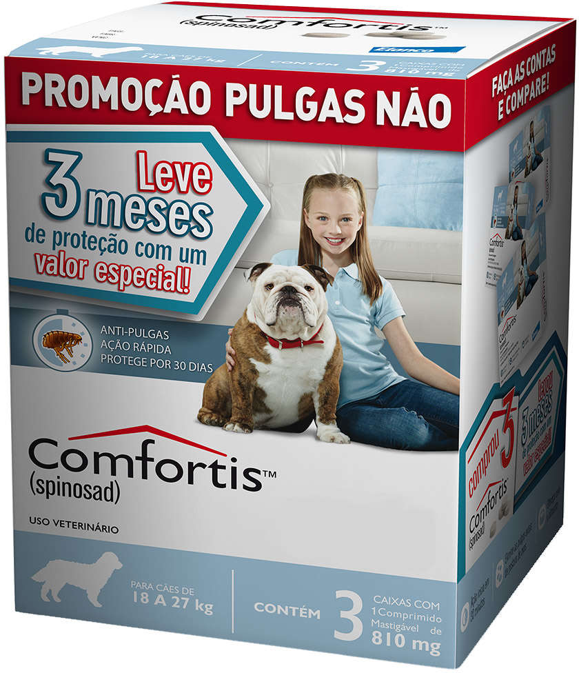 Antipulgas Comfortis 810 mg para Cães de 18 a 27Kg - 3 Comprimidos
