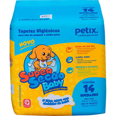 Tapetes Higiênicos Petix Super Secão Baby - 14 Unidades