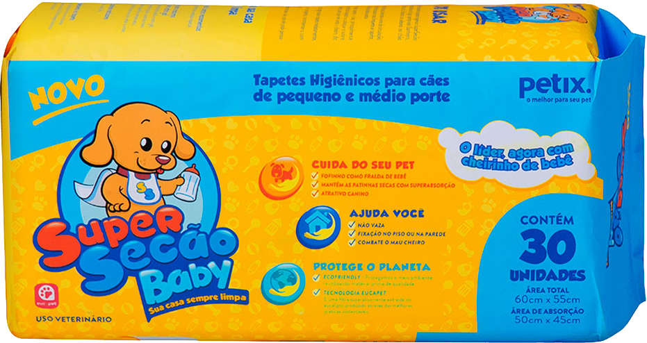 Tapetes Higiênicos Petix Super Secão Baby - 30 Unidades