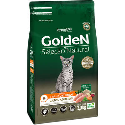 Ração Golden Premier Pet Seleção Natural para Gatos Adultos - 3 Kg