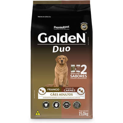 Ração Premier Golden DUO Cães Adultos Frango à Moda Caipira e Seleção de Carnes ao Molho