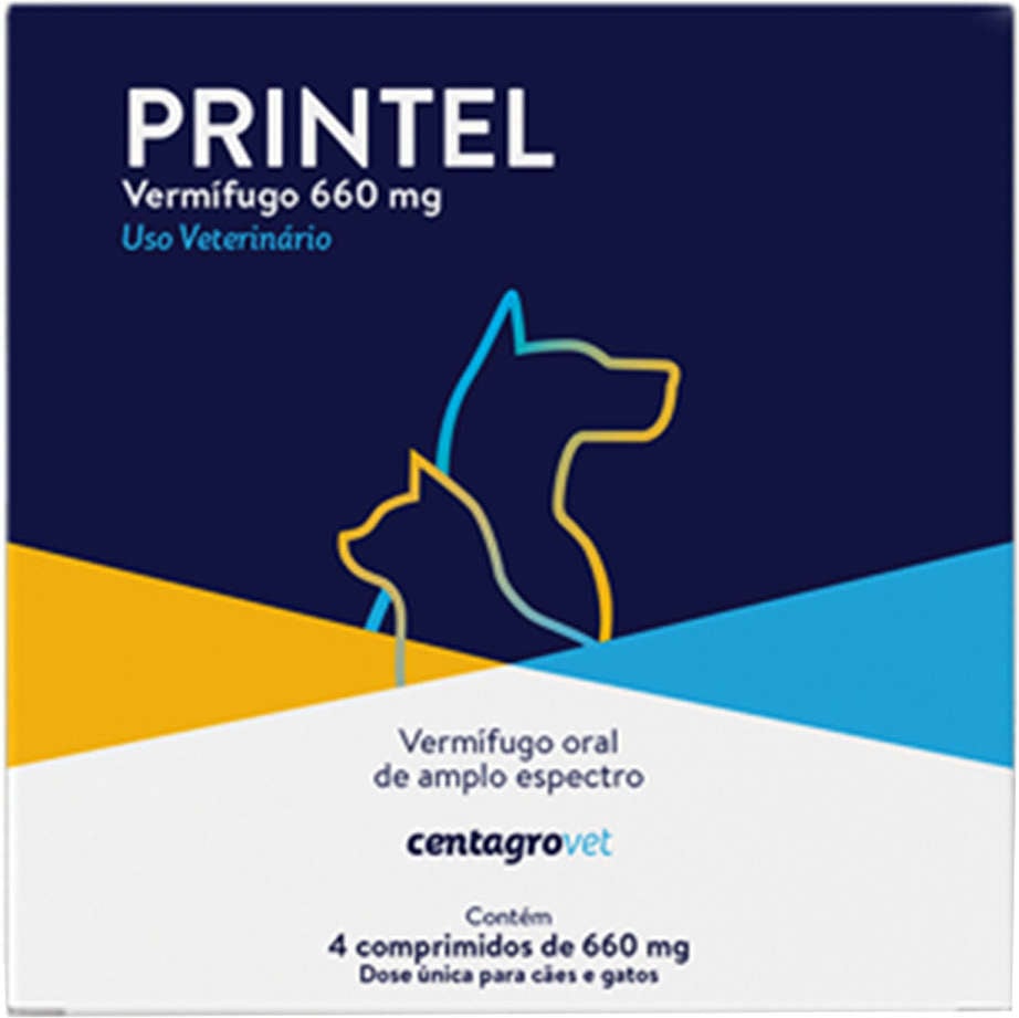Vermífugo Centagro Vet Printel para Cães e Gatos - 4 Comprimidos