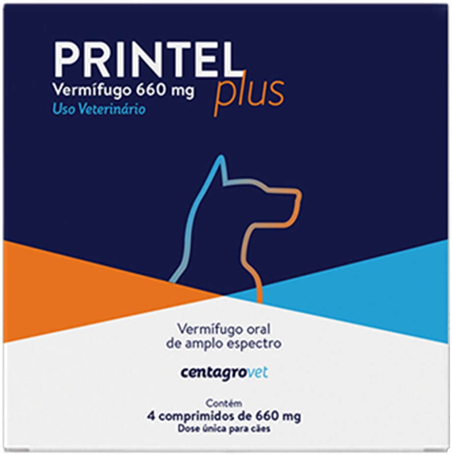 Vermífugo Centagro Vet Printel Plus para Cães - 4 Comprimidos