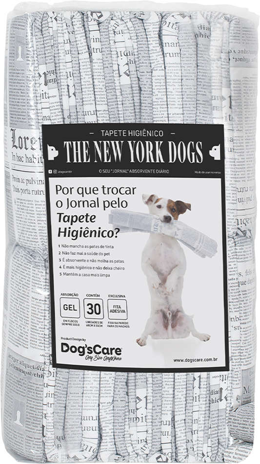 Tapete Higiênico Dog's Care The New York Dogs Grande - 30 Unidades