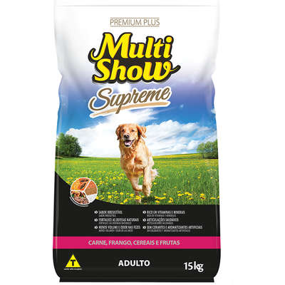 Ração Seca Multi Show Supreme Carne, Frango, Cereais e Frutas para Cães Adultos