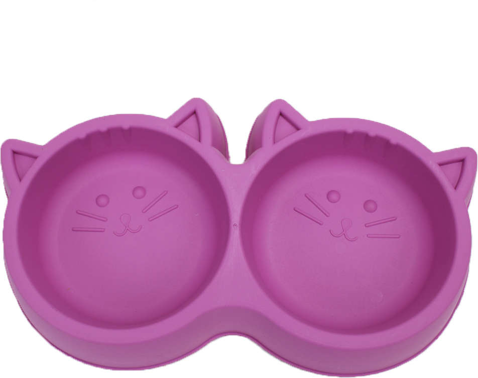 Comedouro Pet Injet Duplo Gato Luxo Rosa - 250 mL