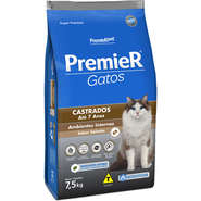 Ração Premier Pet Gatos Castrados até 7 anos Ambientes Internos Salmão - 7,5Kg