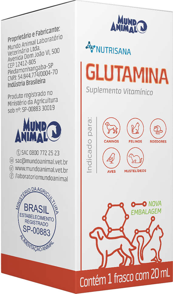 Suplemento Alimentar Glutamina Mundo Animal Nutrisana - 20 mL