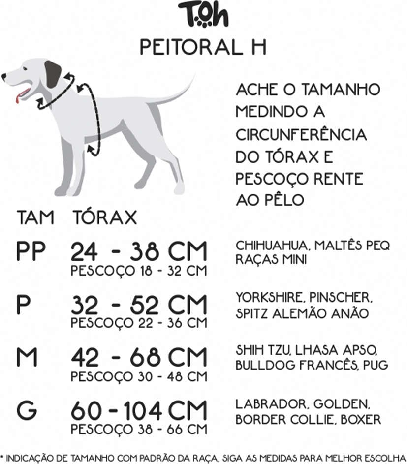 Peitoral H e Guia Toh Outdoor Black - Tam. M