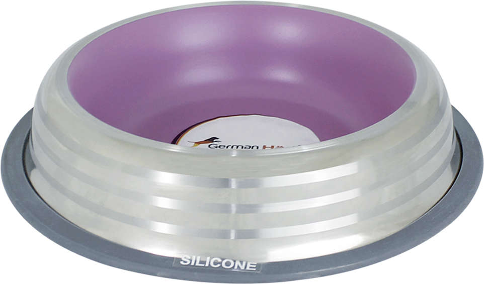 Comedouro Inox GermanHart com Anel de Silicone Premium Rosa - 250 mL