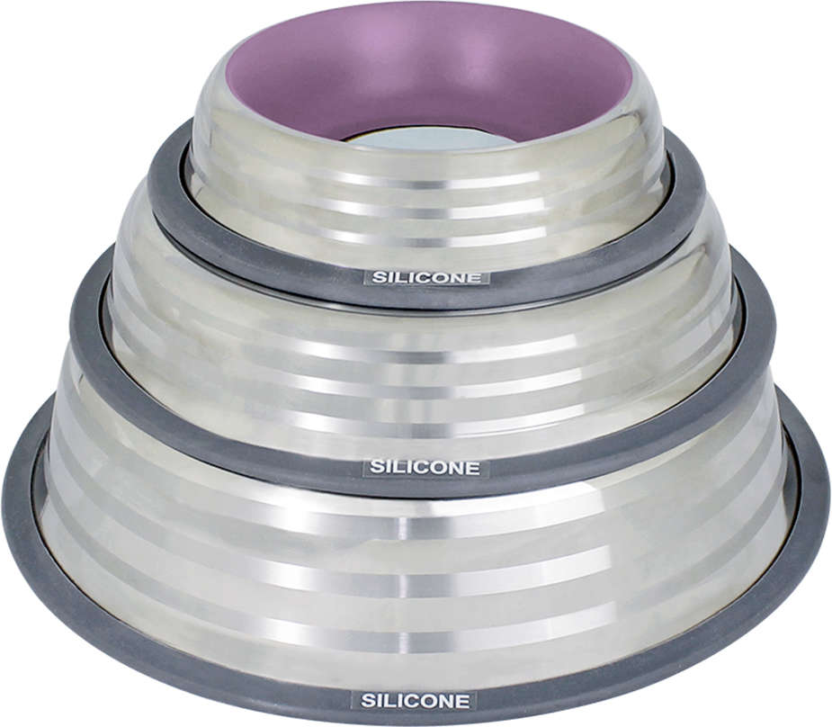 Comedouro Inox GermanHart com Anel de Silicone Premium Rosa - 250 mL