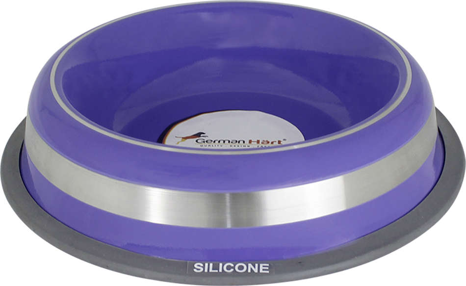 Comedouro Inox GermanHart com Anel de Silicone Prestige Roxo - 250 mL