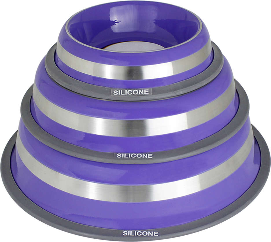 Comedouro Inox GermanHart com Anel de Silicone Prestige Roxo - 250 mL