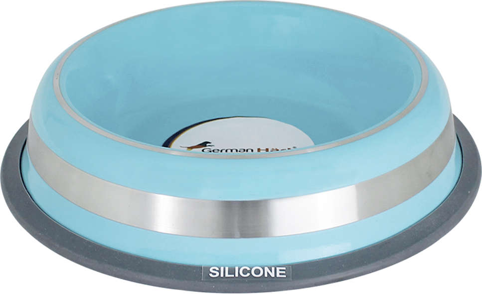 Comedouro Inox GermanHart com Anel de Silicone Prestige Azul - 950 mL