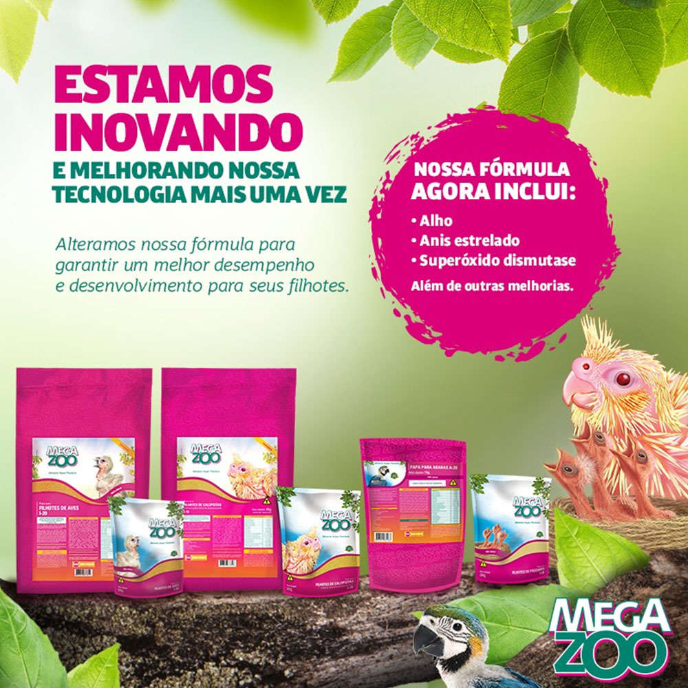 Ração Megazoo Papa para Filhotes de Aves ( I 20) - 6Kg