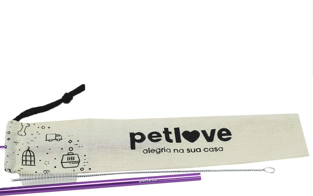 Kit Petlove Canudo Ecológico Escova Ecobag - Kit