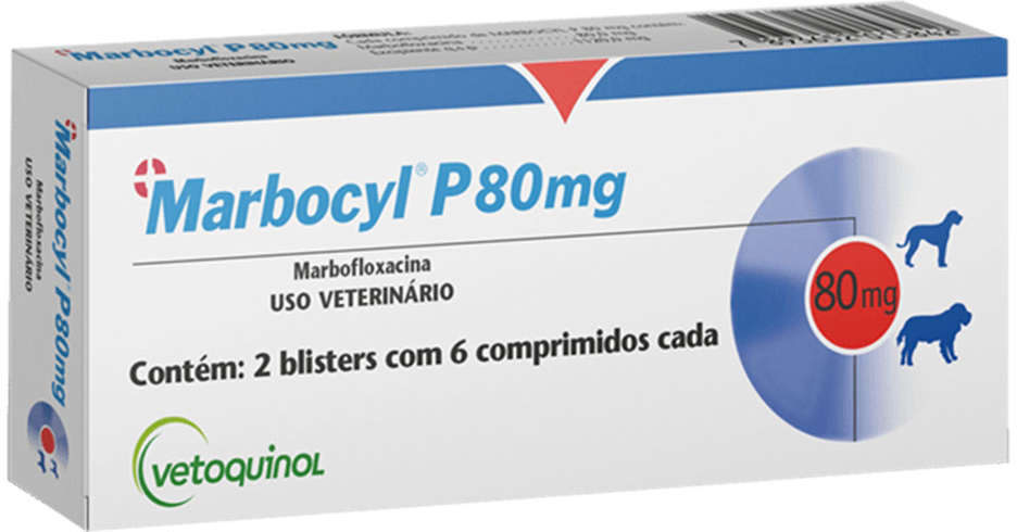 Antibiótico Vetoquinol Marbocyl P 80 mg para Cães de 35 a 50Kg - 10 Comprimidos