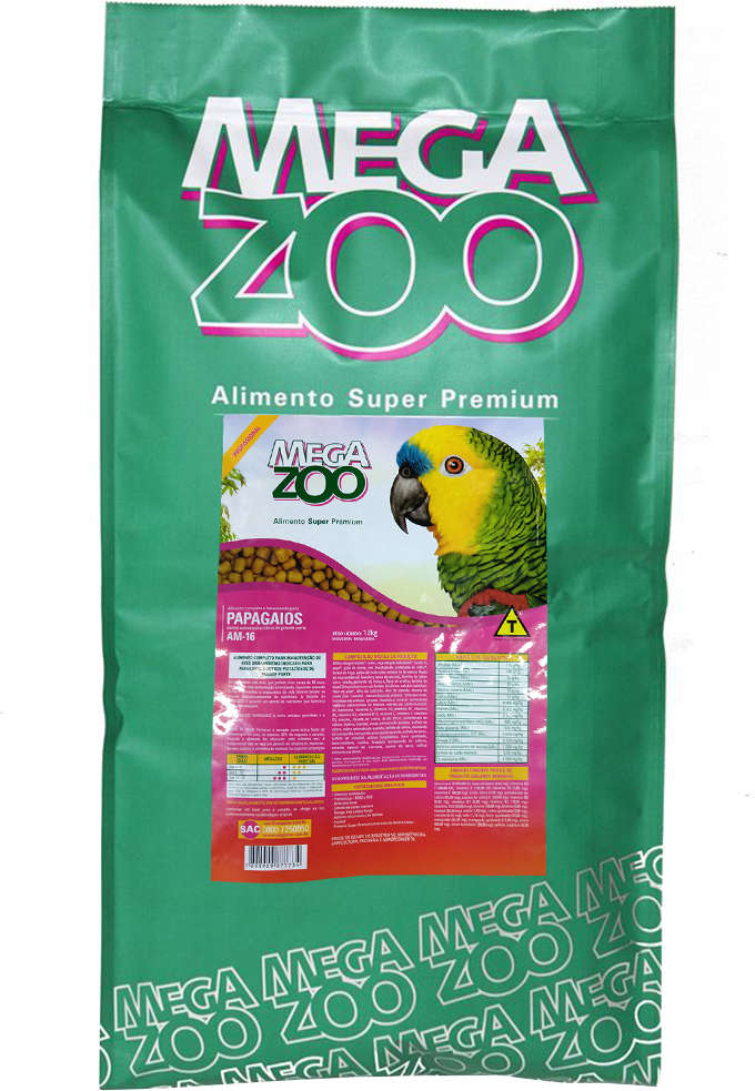 Ração Extrusada para Papagaios Megazoo (Am 16) - 12Kg