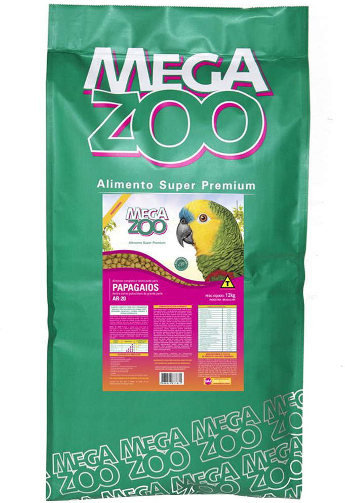Ração Extrusada para Reprodução de Papagaios e Araras Megazoo - 12Kg