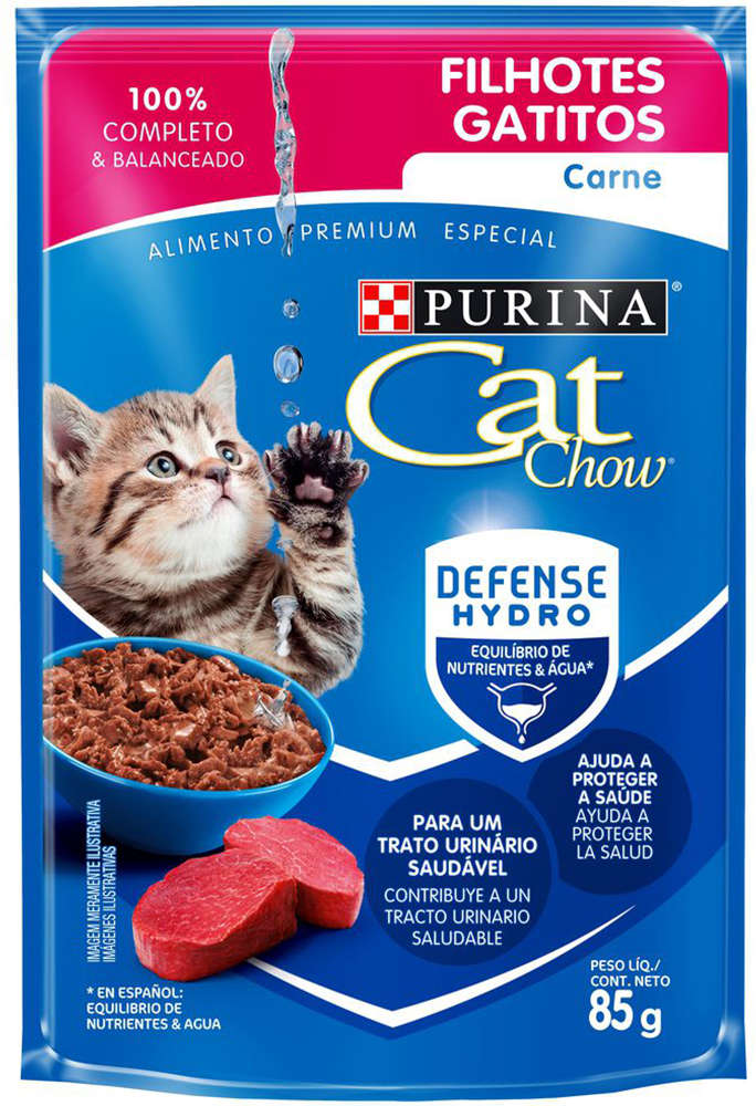 Ração Úmida Nestlé Purina Cat Chow Sachê Filhotes Carne ao Molho - 85 g