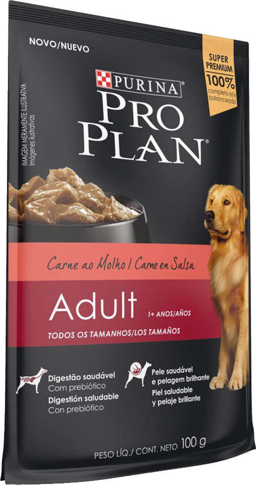 Ração Úmida Nestlé Purina Pro Plan Carne ao Molho Cães Adultos - 100 g