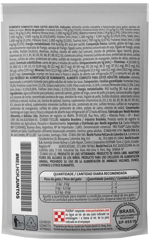 Ração Úmida Nestlé Purina Pro Plan Salmão ao Molho para Gatos Adultos - 85 g