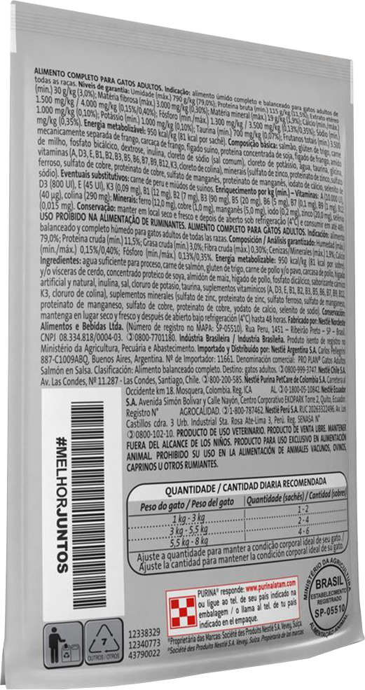 Ração Úmida Nestlé Purina Pro Plan Salmão ao Molho para Gatos Adultos - 85 g
