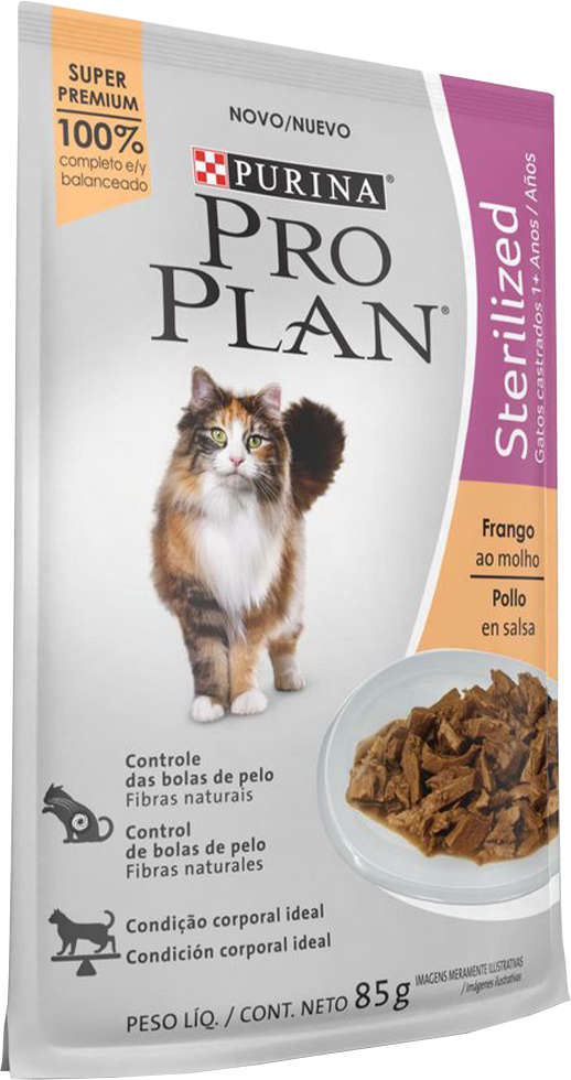 Ração Nestlé Purina Pro Plan Cat Wet Sachê Frango ao Molho Sterilized para Gatos 1+ Adultos - 85 g