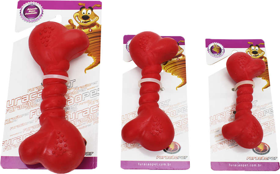 Brinquedo Furacão Pet Osso Maxbone de Borracha Vermelho - Tam. M