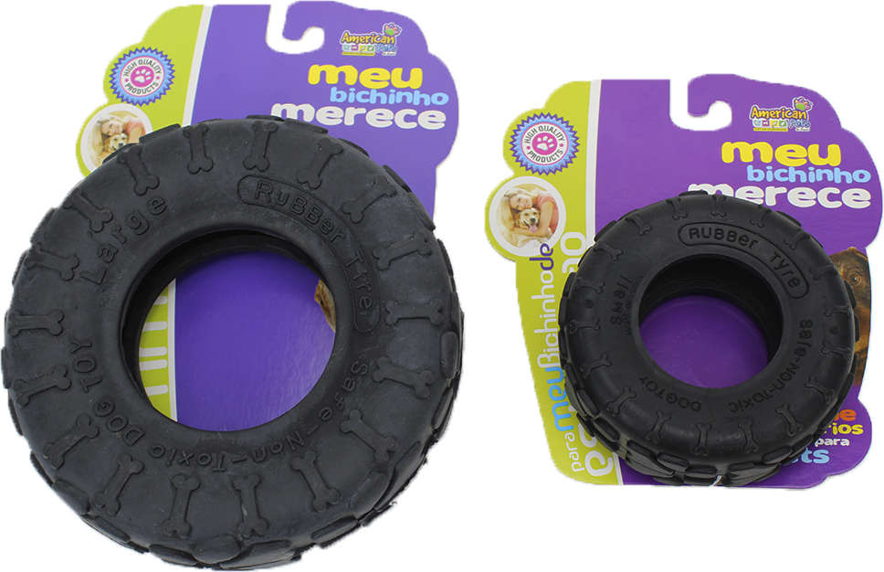 Brinquedo American Pets Pneu de Borracha Preto - Tam. G
