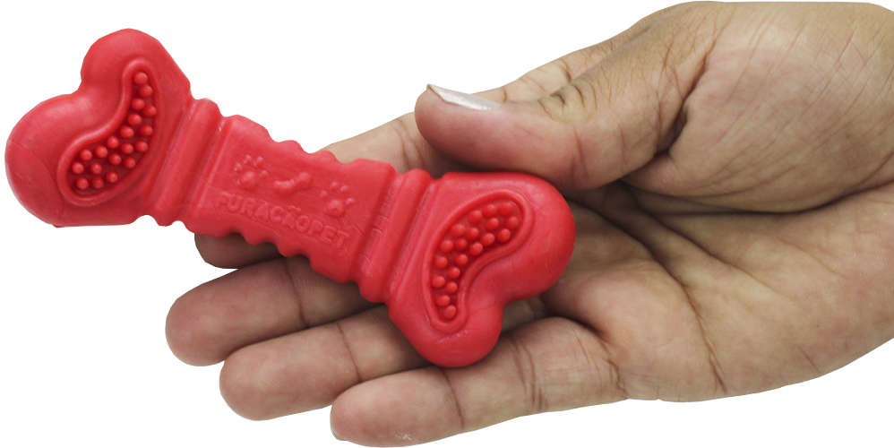 Brinquedo Furacão Pet Osso de Borracha Vermelho - Tam. P