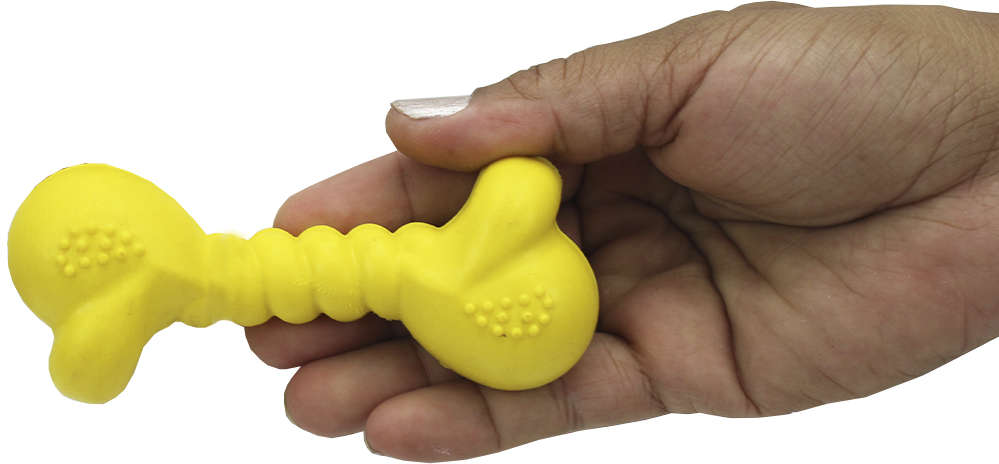 Brinquedo Furacão Pet Osso Maxbone de Borracha Amarelo - Tam. P