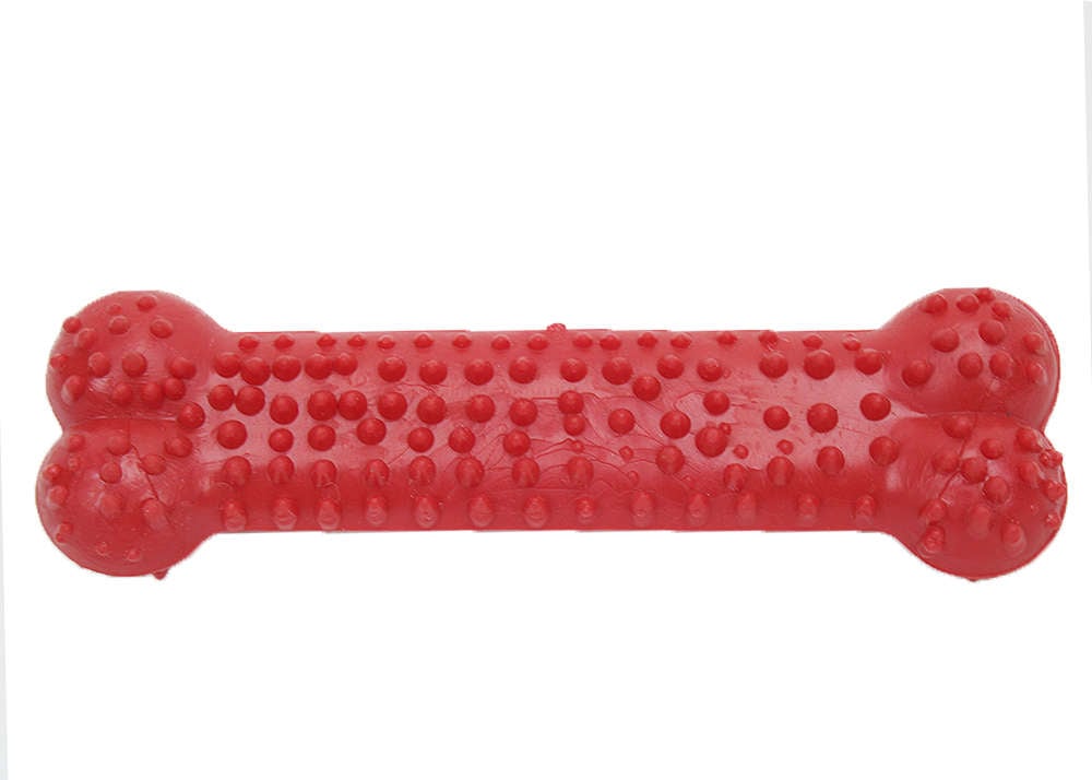 Brinquedo Osso Plaque Ataque Borracha com Cravo Vermelho - Tam. G