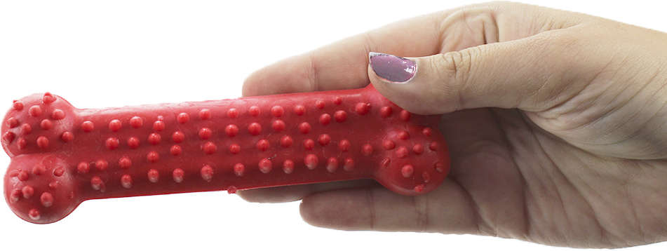 Brinquedo Osso Plaque Ataque Borracha com Cravo Vermelho - Tam. G