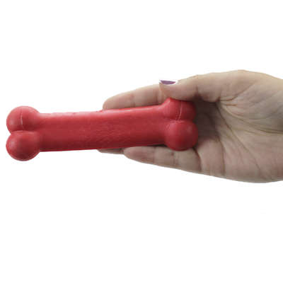 Brinquedo Osso Plaque Ataque Furacão Pet Borracha Liso Vermelho