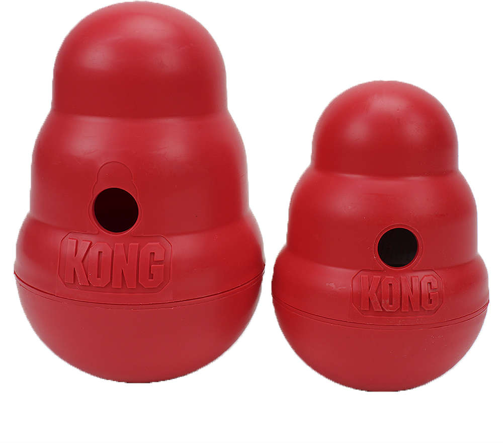 Brinquedo Interativo KONG Wobbler com Dispenser para Ração ou Petisco Vermelho - Tam. G