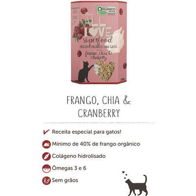 Biscoito Orgânico All Love Superfood Frango, Chia & Cranberry para Gatos