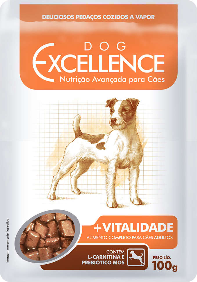 Ração Úmida Dog Excellence Sachê +Vitalidade para Cães Adultos - 100 g - 36 Unidades