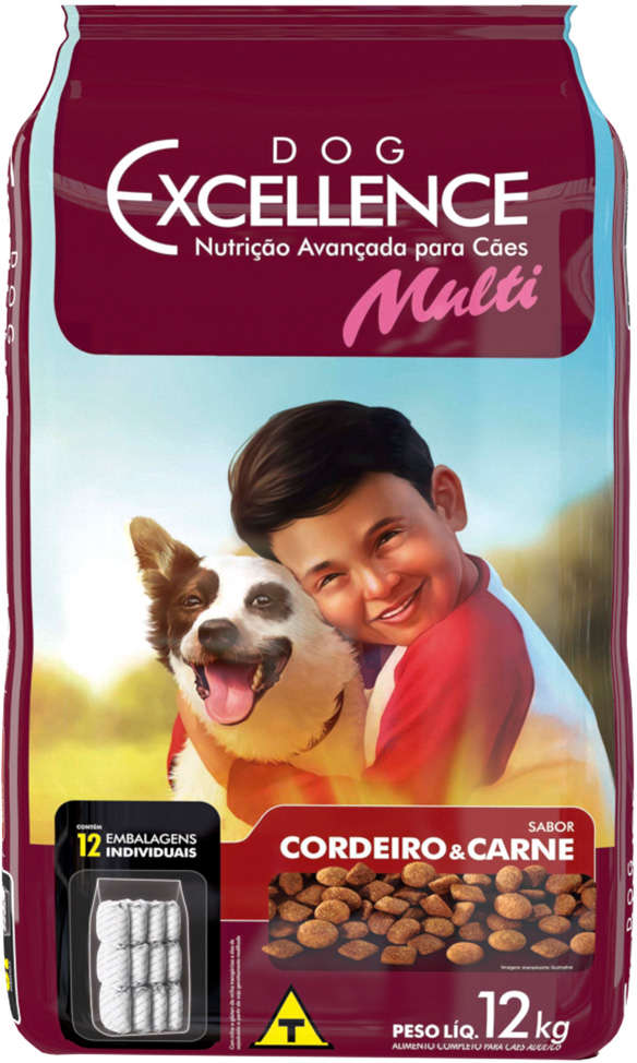 Ração Seca Dog Excellence Multi Cordeiro e Carne para Cães - 12Kg