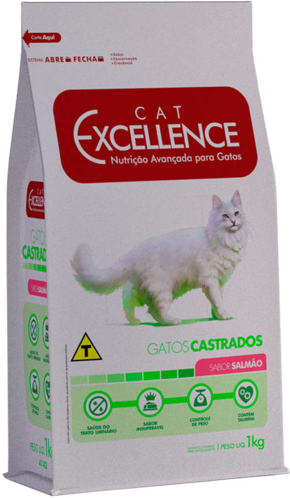 Ração Seca Cat Excellence Salmão para Gatos Adultos Castrados - 1Kg