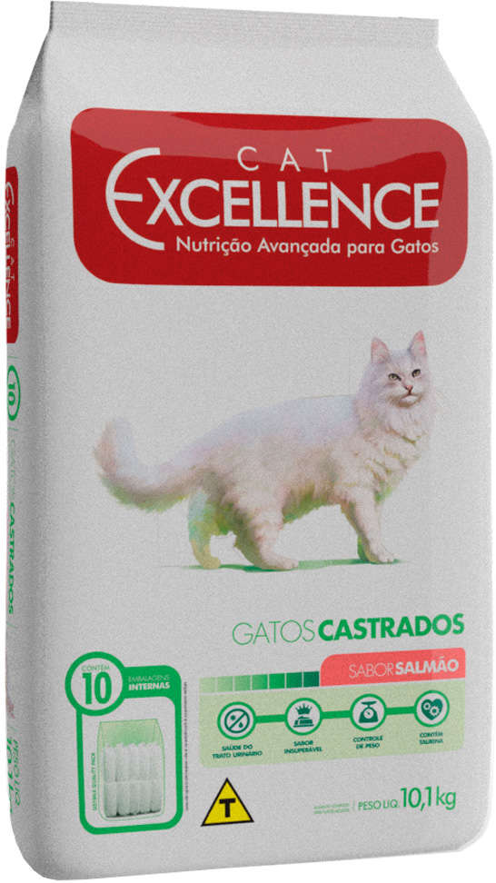 Ração Seca Cat Excellence Salmão para Gatos Adultos Castrados - 10,1Kg