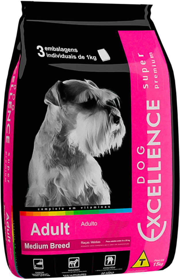 Ração Seca Dog Excellence Super Premium Arroz e Frango para Cães Adultos Raças Médias - 3Kg